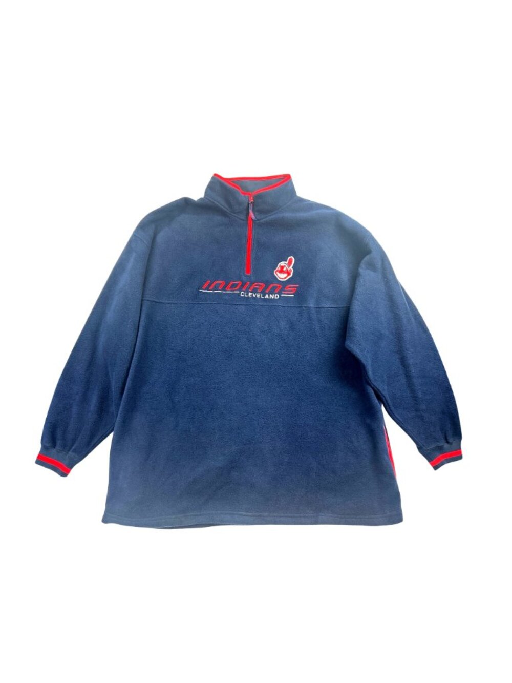 VTG Cleveland Indians Chief Wahoo 1/4 Zip Fleece Sweatshirt Pullover Men’s L - Picture 11 of 12